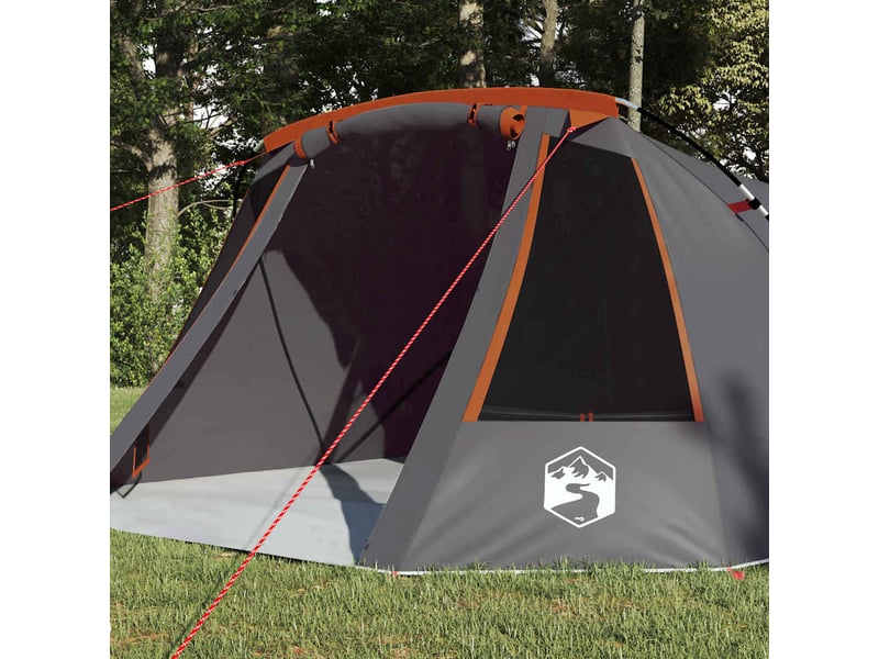  Tente tunnel, tente de camping 3 personnes gris et orange  - Conforama C