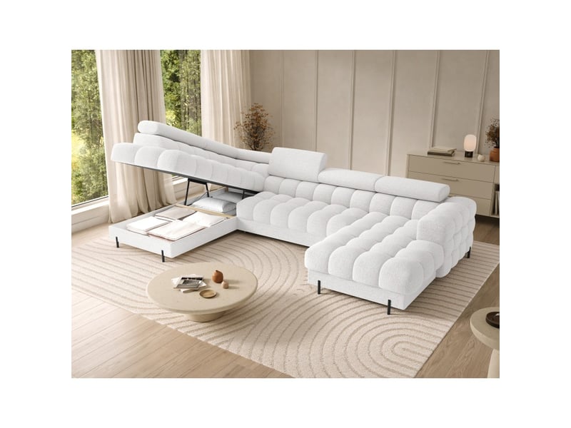 Canapé panoramique convertible blanc angle gauche feraria 358x93x202cm - Conforama C