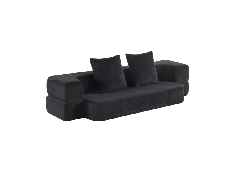  Canapé convertible 2 places 190x50x42 cm compressé et pliable, mousse douce, pratique, contemporain, pour salon, noir  - Conforama A