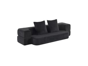 Canapé convertible 2 places 190x50x42 cm compressé et pliable, mousse douce, pratique, contemporain, pour salon, noir