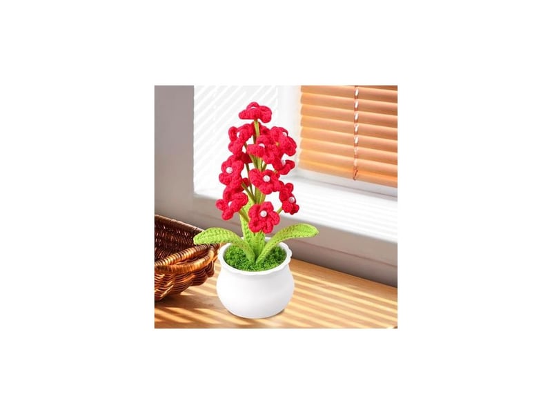  Fleurs artificielles de myosotis tricotées et crochetées à la main, 20,66 cm. Petites fleurs en pot de myosotis rouges, idéales pour décorer le tableau de bord d'une voiture, la maison ou une table.  - Conforama D