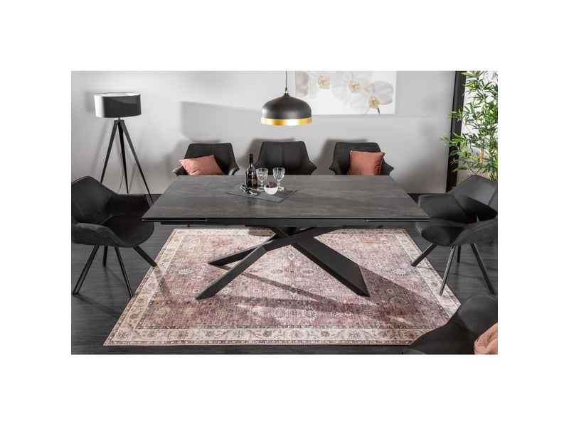  Table de salle à manger stelix – extensible 180 à 260 cm – structure métal et plateau en verre trempé et céramique  - Conforama B