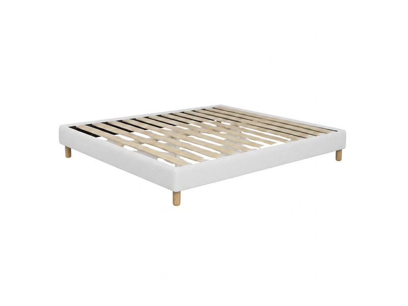  Sommier tissu deco 140x190 cm - tissu mesh 3d blanc - cadre de lit avec pieds bois inclus C02-DECO10 140/190 3DBL - Conforama A