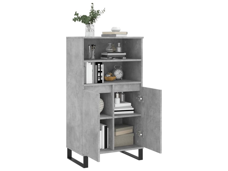  Buffet haut - bahut - meuble de rangement gris béton 60x36x110 cm bois d'ingénierie  - Conforama D