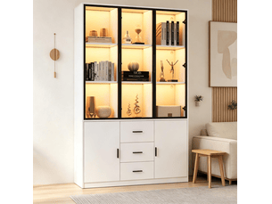 Vitrine coloris blanc 10 étagère(s) OKWISH  - 120 cmx200 cm