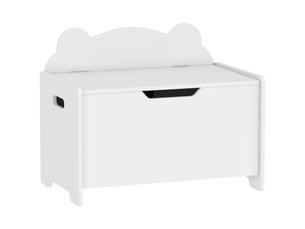 Coffre à jouet enfant avec couvercle rabattable, coffre de rangement enfant, forme d'ours, blanc, 60 x 38 x 48 cm