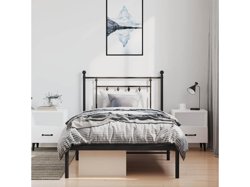 Lit simple- lit adulte -  cadre de lit métal sans matelas avec tête de lit noir 100x200cm  - Conforama C