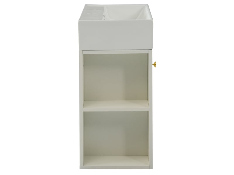  Meuble vasque mural blanc 55 cm avec lavabo intégré pour petite salle de bain  - Conforama D