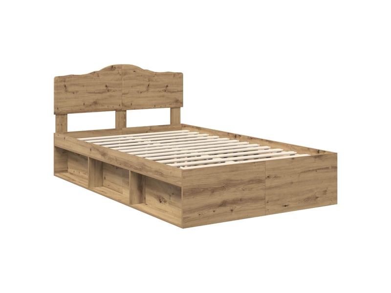  Lit double- lit adulte -  cadre de lit chêne artisan 120 x 190 cm bois de pin massif  - Conforama C