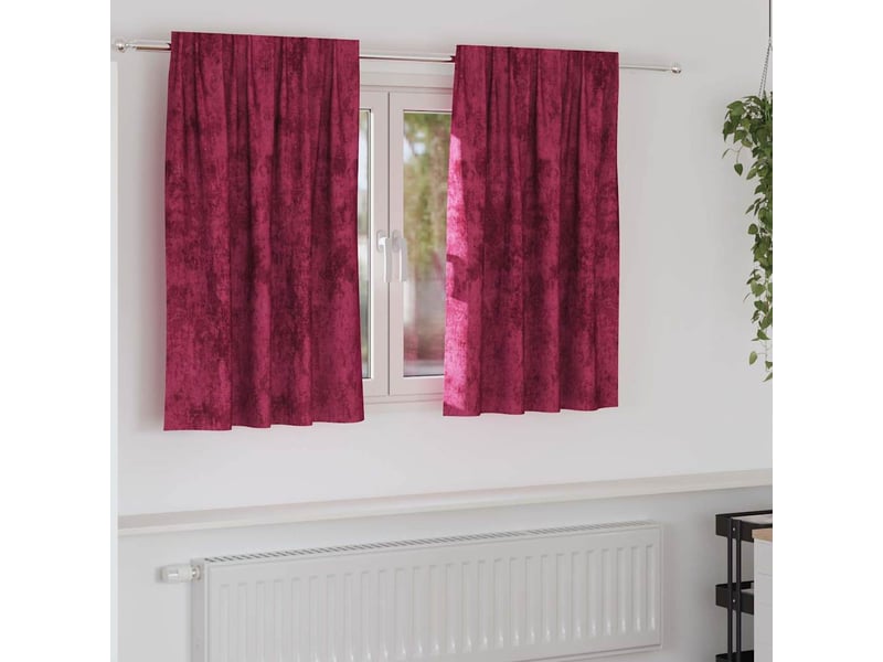  Lot de 2 rideaux en velours, rideaux de fenêtre rouge bordeaux 140 x 140 cm velours cf44242  - Conforama B
