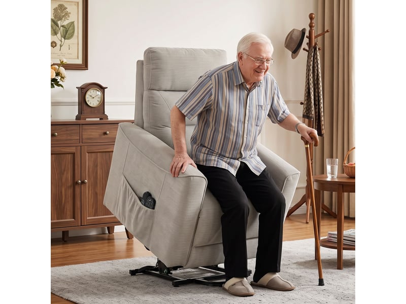 Fauteuil releveur électrique massant chauffant port usb gris clair - Conforama D