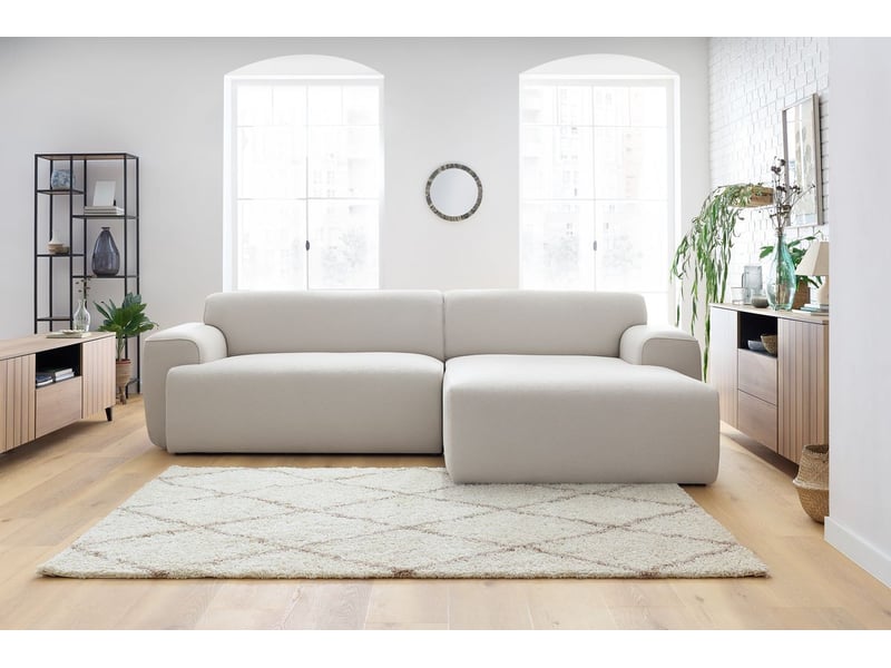 Bobochic canapé d'angle fixe marais beige angle droit MARAIS - Conforama C