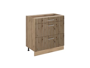 Vicco meuble cuisine, chêne artisanchêne doré, 80cm avec 3 tiroirs sans plan de travail
