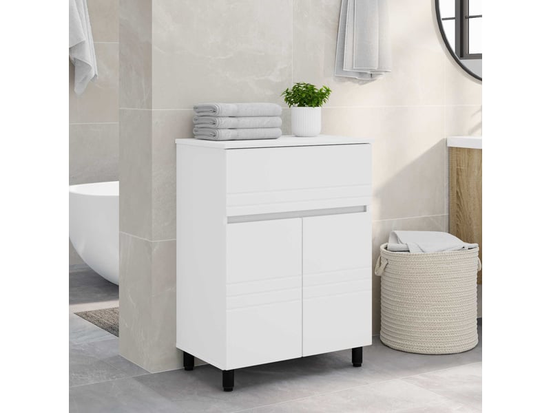  Unité de vanité de salle de bain, meuble de rangement blanc 60x35x80 cm  - Conforama B