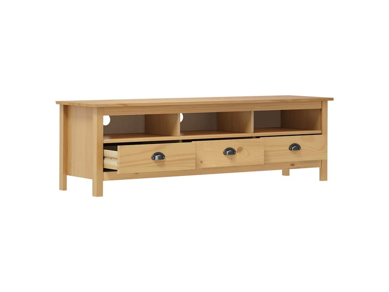  Meuble tv - banc tv - meuble de rangement hill range marron miel 158x40x47cm bois de pin solide  - Conforama C