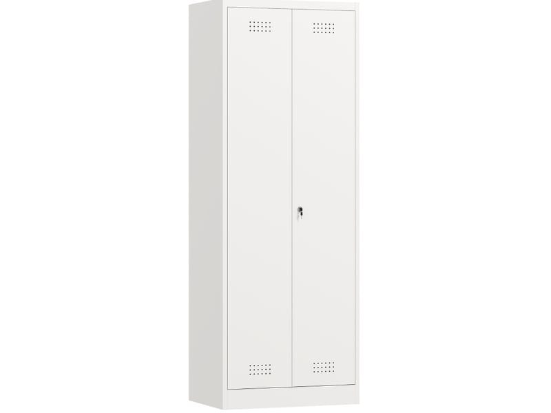  Armoire de rangement haute 60 x 40 x 165 cm crème en acier, avec étagères réglables et tringle de suspension  - Conforama A