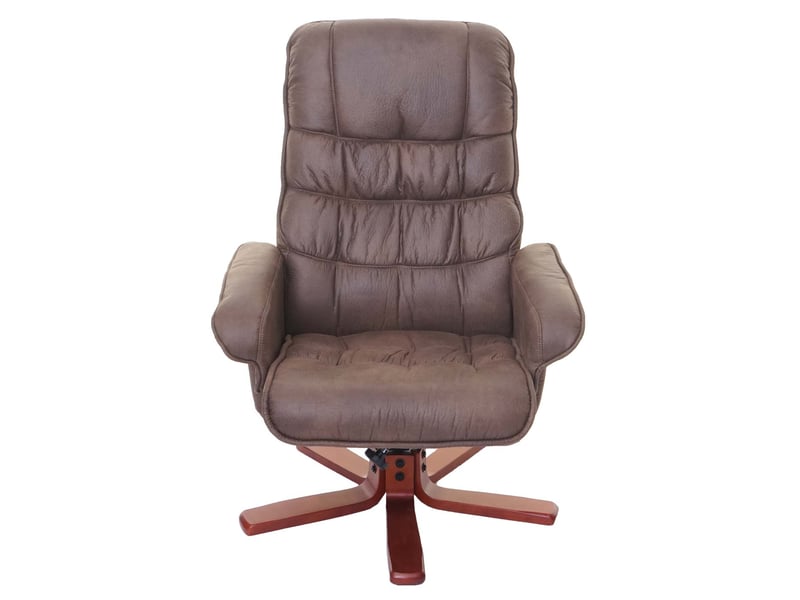  Fauteuil relax hwc-e30, fauteuil de télévision, siège tv avec tabouret - imitation de daim, marron  - Conforama D