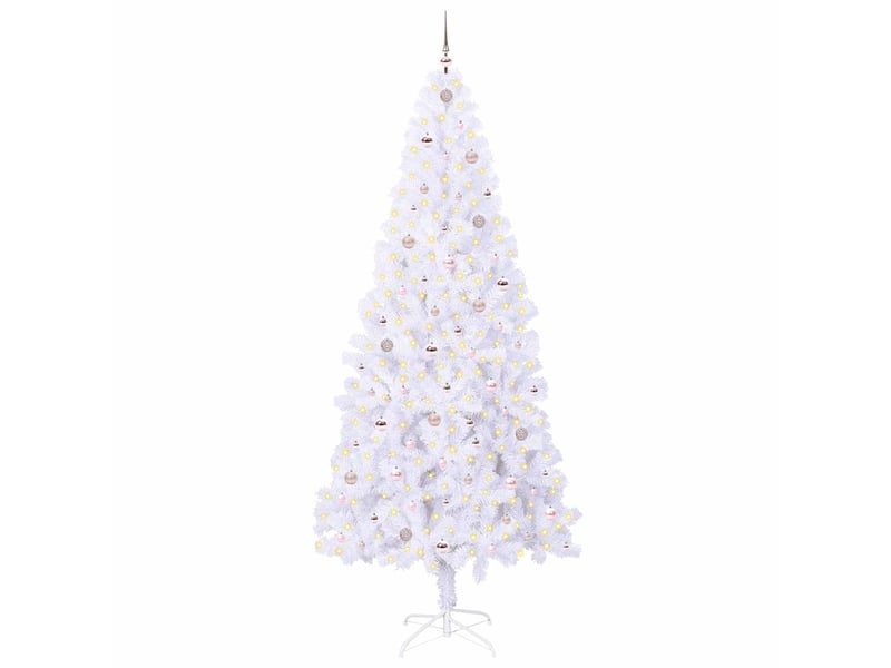  Sapin de noël artificiel, arbre de noël avec 300 led blanc 240 cm pvc et acier shl8492  - Conforama C