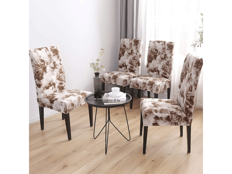  Lot de 6 housse de chaise - motif tie - dye café, lot de 6 lot de 6 housses de chaises de salle à manger élastiques, amovibles et lavables, idéales pour les restaurants, le XLH-ZLS-009452MF - Conforama E