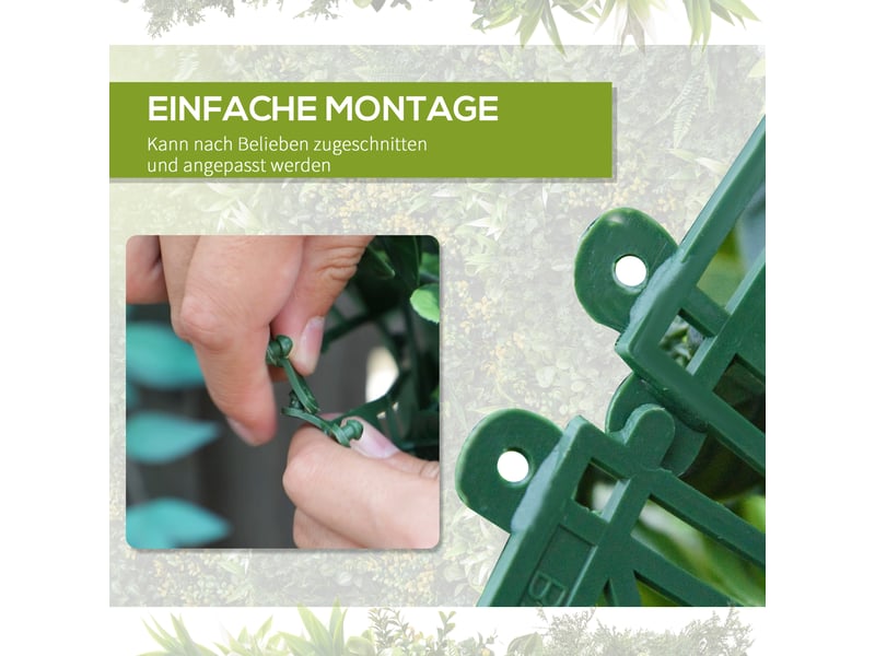  Mur végétal artificiel 12 pièces protection uv anti-vue 50x50 cm design plus feuilles pour jardin balcon terrasse  - Conforama E