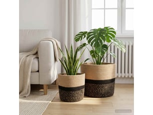 Jardinière - ensemble de pots à plantes 2 pcs naturel et noir ø 28 x 28 cm