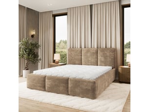Lit coffre 180x200 cm <strong>MASSENO</strong>  <strong></strong> coloris beige