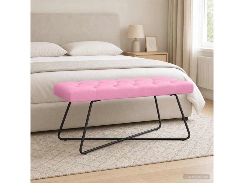  Banc chambre, banc de lit avec capitonnage bouton rose 110x40x46 cm tissu  - Conforama D