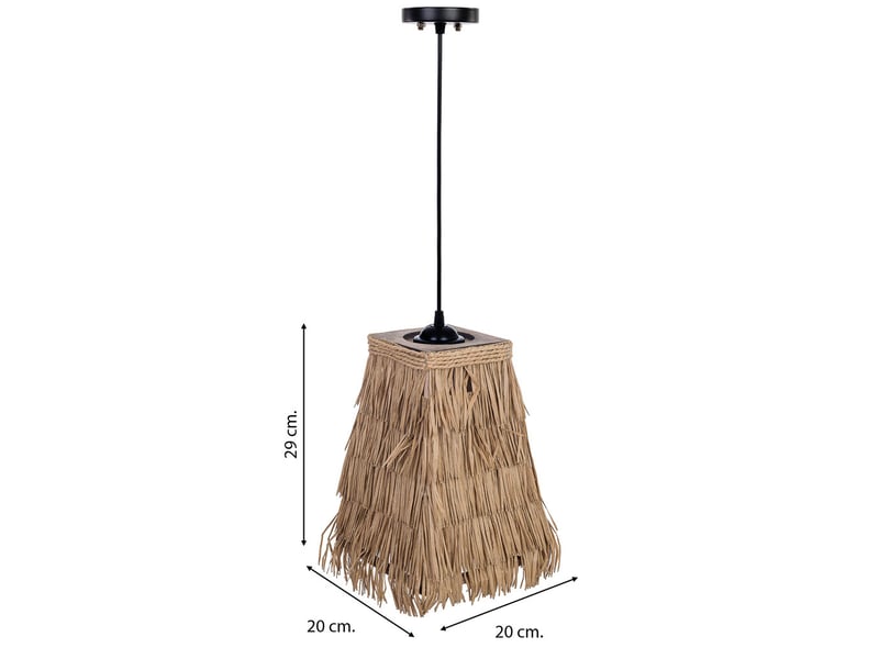  Lampe de plafond en papier marron 20x20x29h cm  - Conforama C