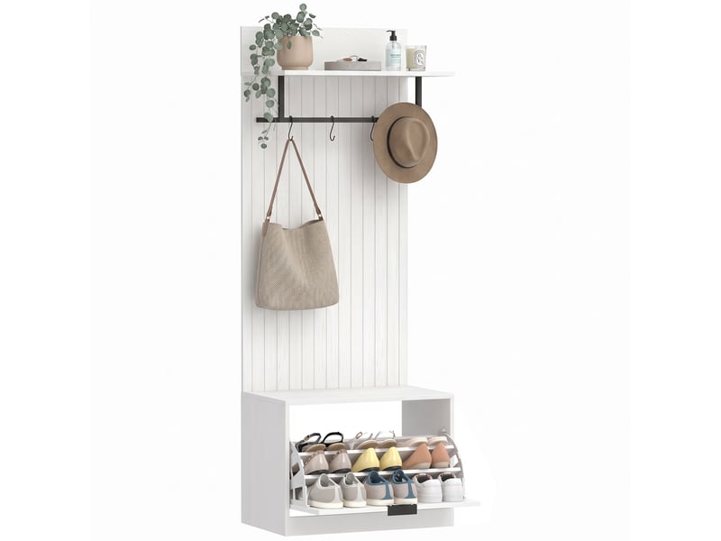  Meuble d'entrée porte-manteau 5 en 1 blanc  - Conforama A