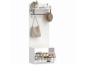 Meuble d'entrée porte-manteau 5 en 1 blanc