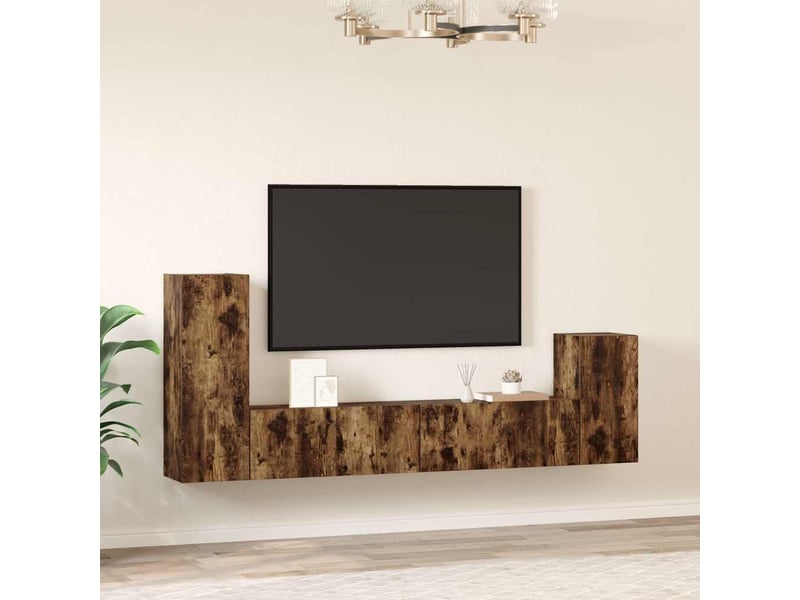  Ensemble de meubles tv 4 pcs chêne fumé bois d'ingénierie shl7930  - Conforama C