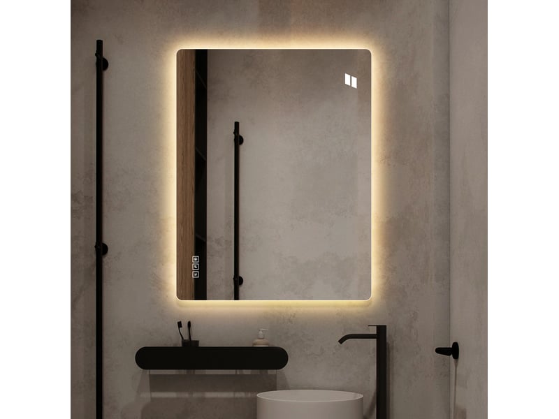  Miroir de salle de bains led 60x80 cm rectangulaire sans cadre argenté  - Conforama C