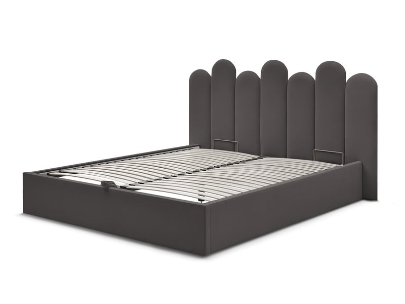  Bobochic lit coffre badja velours gris foncé 140x190 BADJA - Conforama C