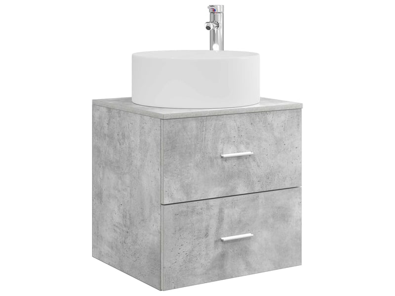  Vanité de lavabo mural, meuble de rangement gris béton 49.5x44.5x65.5 cm  - Conforama A