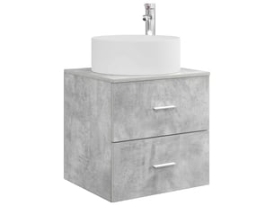 Vanité de lavabo mural, meuble de rangement gris béton 49.5x44.5x65.5 cm