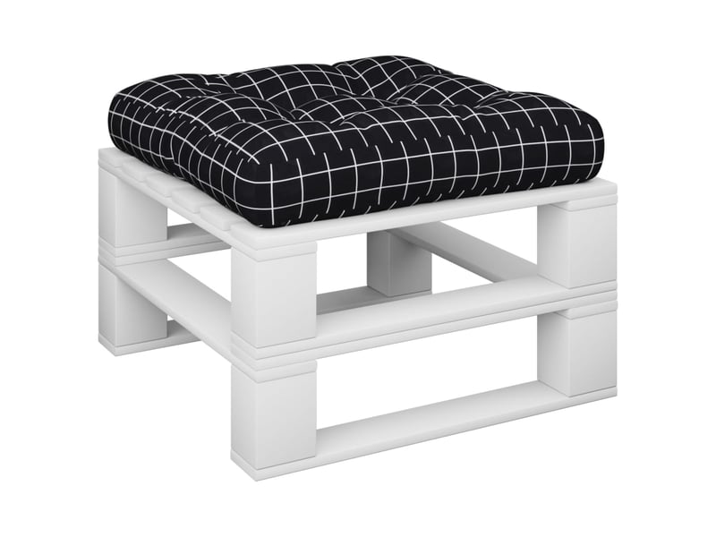  Coussin de palette, coussin de chaise, coussin de canapé motif à carreaux noir 60x60x12 cm tissu cf55370  - Conforama C