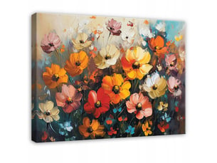 Tableau décoration murale impression sur toile fleurs sauvages prairie coloré - 60x40 cm - tableau décoration murale chambre et salon