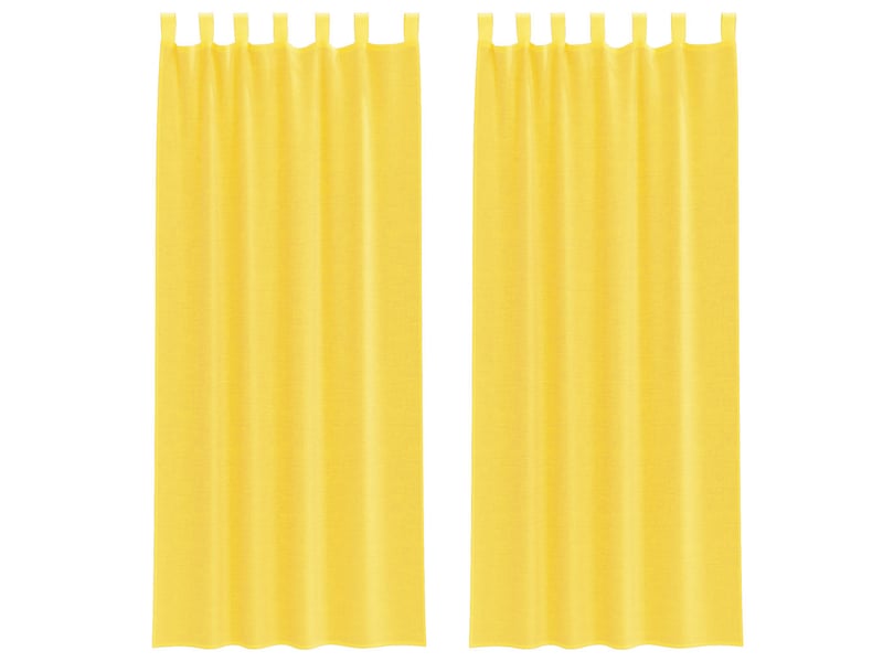  Lot de 2 rideaux en voile, voilages avec boucles jaune 140x260 cm cf44306  - Conforama A