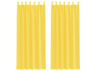 Lot de 2 rideaux en voile, voilages avec boucles jaune 140x260 cm cf44306