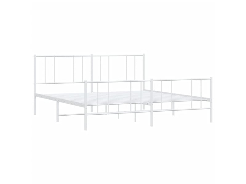 Lit double- lit adulte - cadre de lit métal sans matelas et pied de lit blanc 200x200 cm - Conforama B