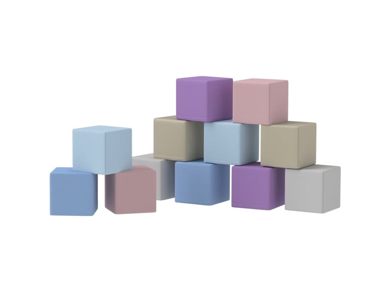  Set de 12 blocs souples 20 x 20 x 20 cm multicolore en simili cuir, jeu de construction pour enfants  - Conforama A