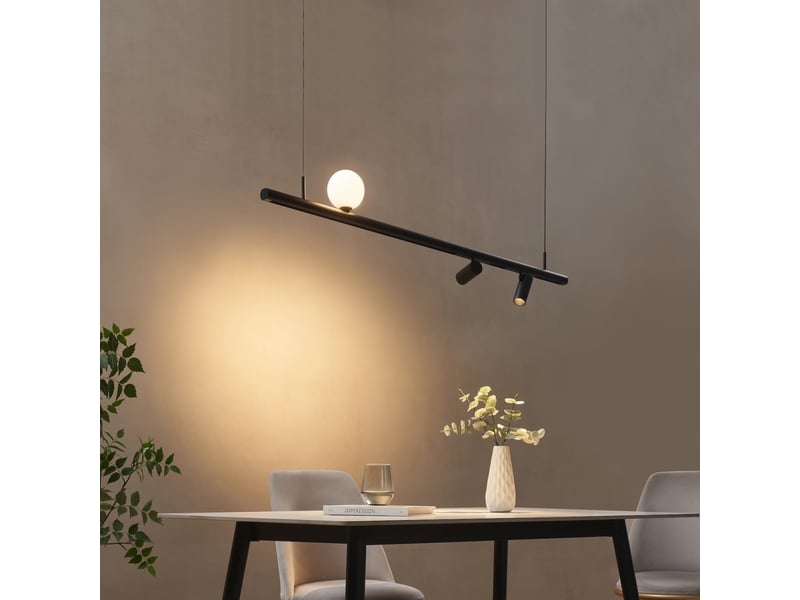 Suspension noire système magnétique 1 boule et 2 spots led 17w - lyne Lyne - Conforama D