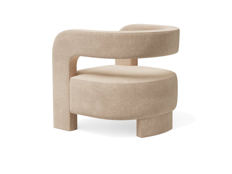  Fauteuil en velours chenillé beige foncé perle CF18VCBF - Conforama C