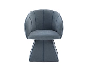 Fauteuil pivotant 360° 56x54x74.5cm bleu en chenille, dossier haut ergonomique, assise rembourrée, pour salon et chambre