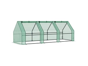 Serre de jardin 270x90x90 cm – verte – film pe anti-uv 140 gm², structure acier et fenêtres zippées