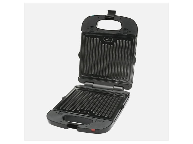 Appareil à croque-monsieur fabrilamp teba 1300 w noir et acier 4 sandwiches 2 jeux de plaques interchangeables grill et croque 274810139 - Conforama E