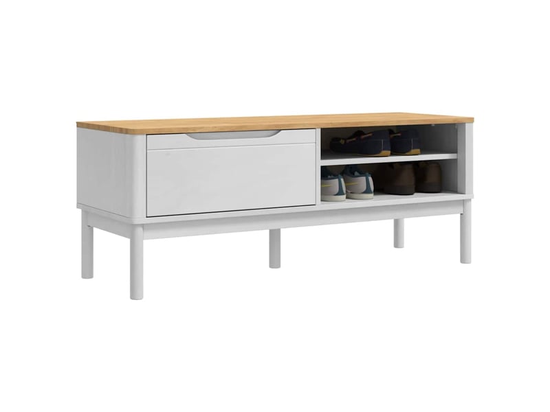  Banc de couloir, banc de rangement floro blanc 115x40x45 cm bois de pin massif  - Conforama C