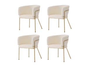 Lot de 4 chaises de salle à manger,57x57x77 cm,avec pieds métal,fausse fourrure,blanche