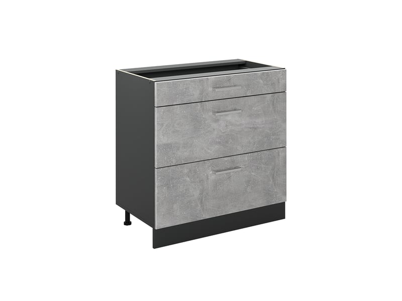 Vicco meuble cuisine, bétonanthracite, 80cm avec 3 tiroirs sans plan de travail  - Conforama A