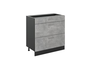 Vicco meuble cuisine, bétonanthracite, 80cm avec 3 tiroirs sans plan de travail